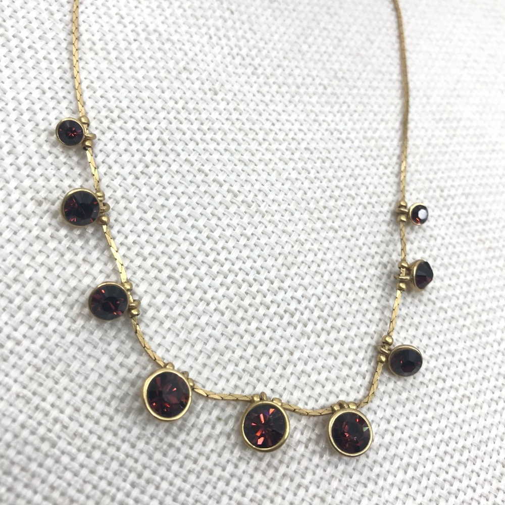 Elegant Red Swarovski Crystal Goldtone Necklace